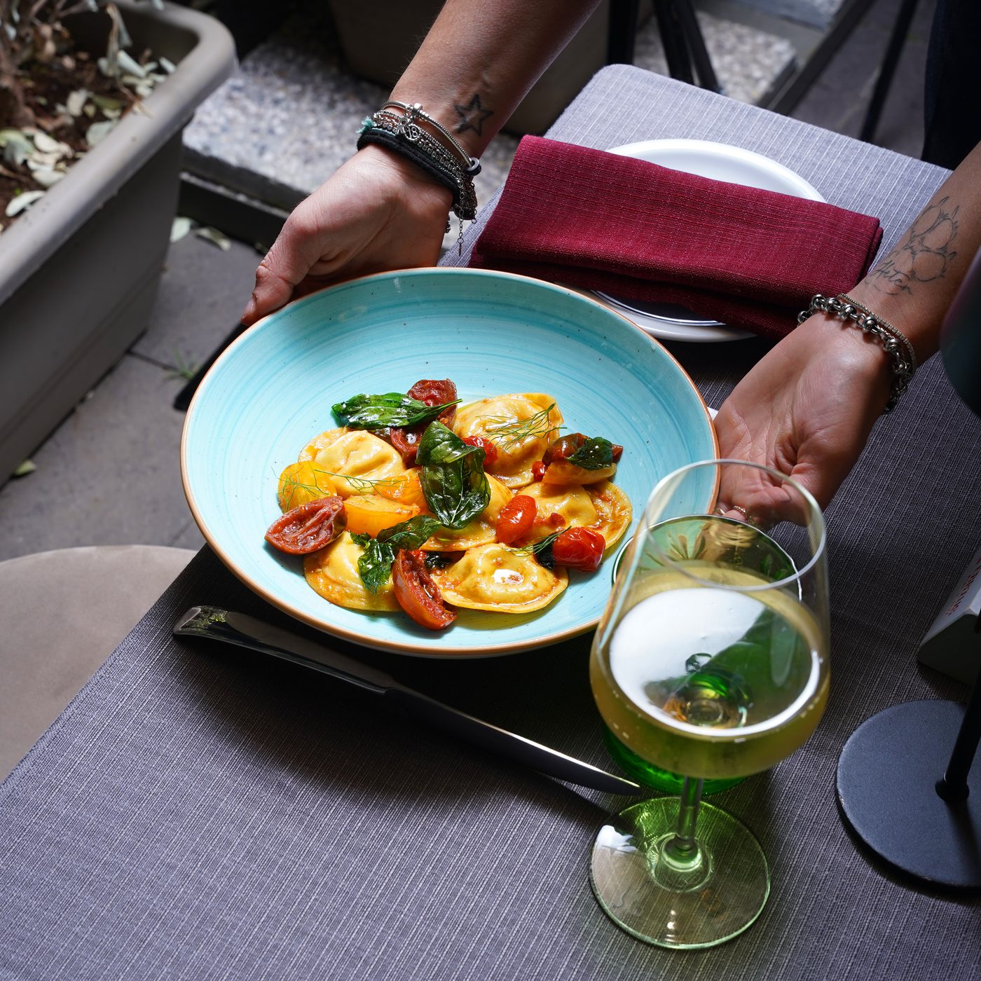 Ravioli con ricciola